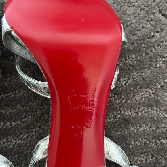 Christian Louboutin Tangueva Alta 100 Metallic Leather Sandals Silver Size EU 40 - Picture 13 of 16